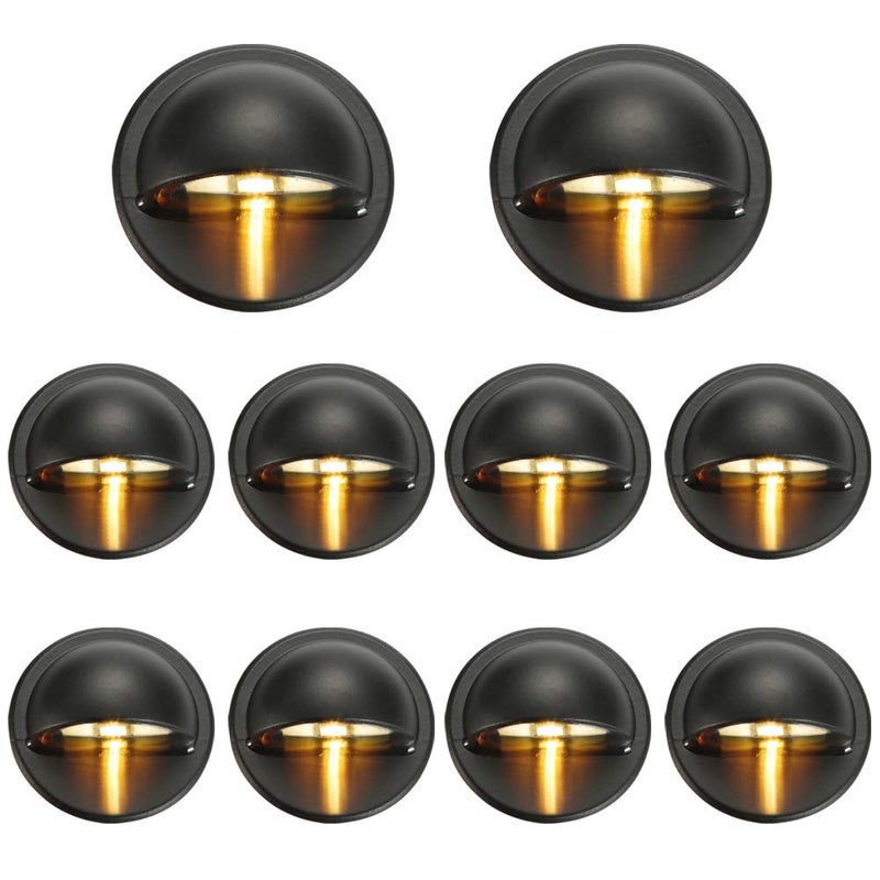 FVTLED Pack of 10 Warm White Low Voltage LED Deck Lights kit Î¦1.38 Outdoor Garden Yard Decoration Lamp Recessed Landscape Pathway Step Stair Warm White LED Lighting, Black - Image 1
